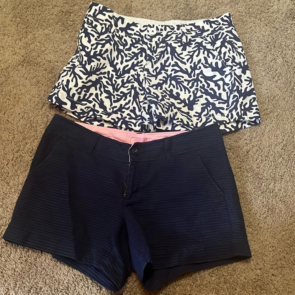 Lilly Pulitzer two pair navy shorts one size 8 one size 6